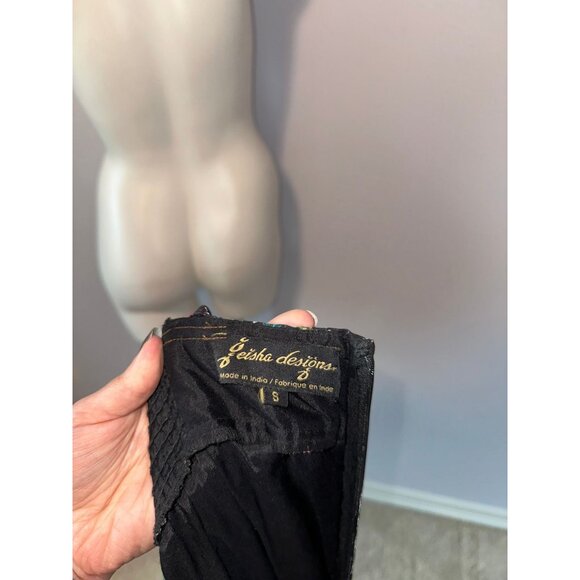 Anthropologie Geisha Designs Floral Organdy Midi Dress Sequin Ruffle Size 6 - Picture 5 of 7